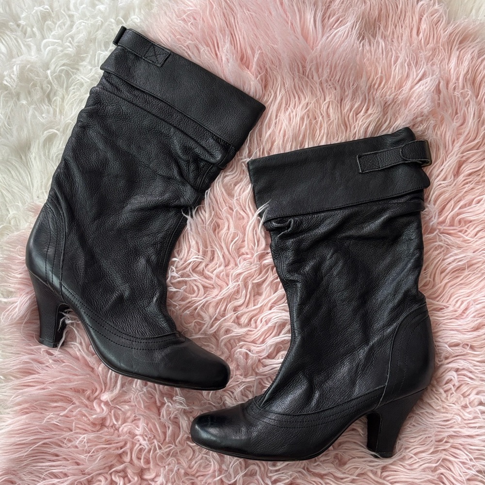Jessica Simpson Black Leather Boots Sz EU 38.5